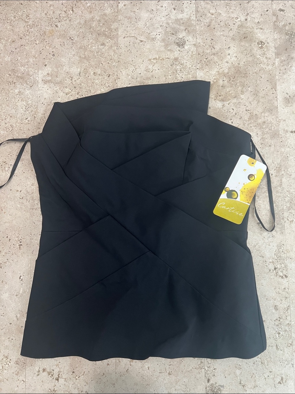 Strapless Black Pleated Formal Dress